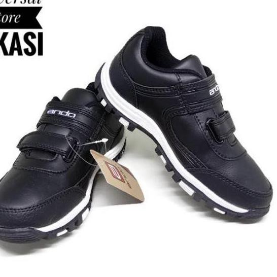 pqd-002 Sepatu Sekolah Anak Laki-laki Lelaki Perempuan Unisex Ando Morgan Lite Velcro SD SMP 