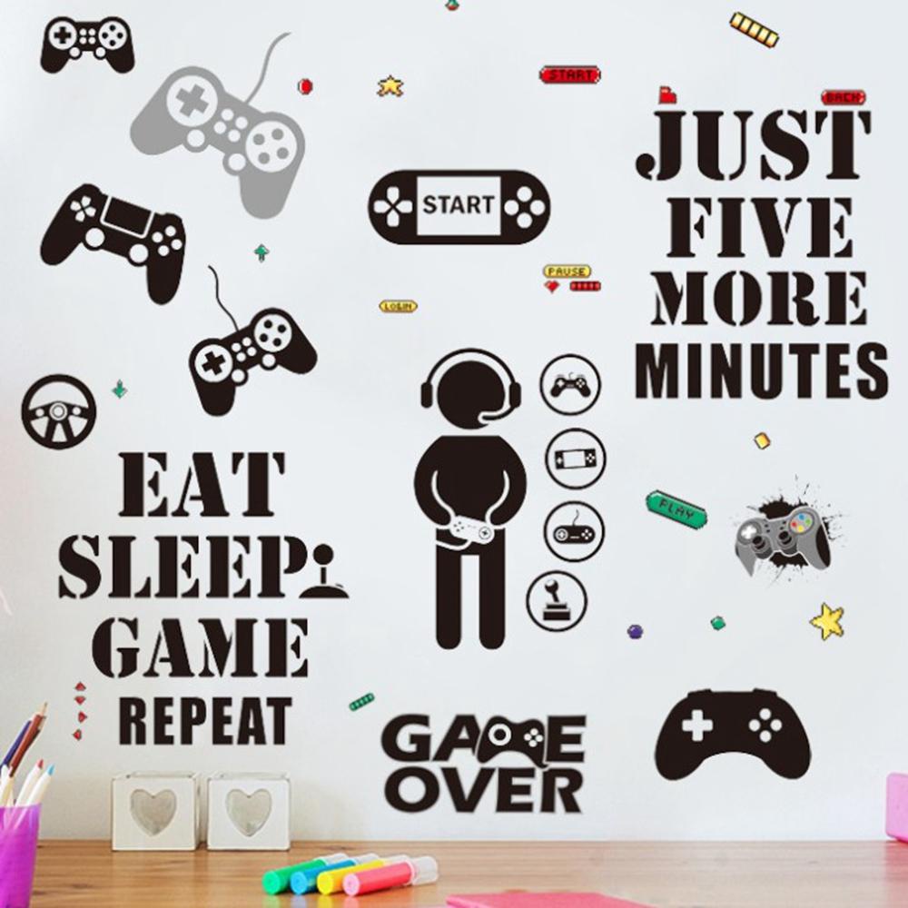 【 ELEGANT 】 Gamer Wall Sticker Party Removable for Bedroom Video Children Game Room Gaming Controller Playroom Decor