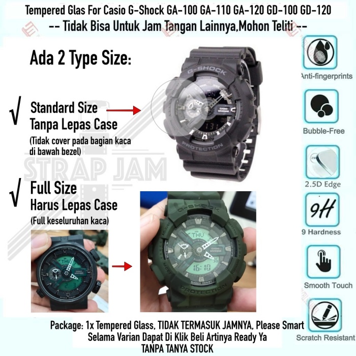 Tempered Glass Anti Gores Kaca Untuk Jam Casio G-Shock GA-100 GA-110 GA-120 GD-100 GD-120