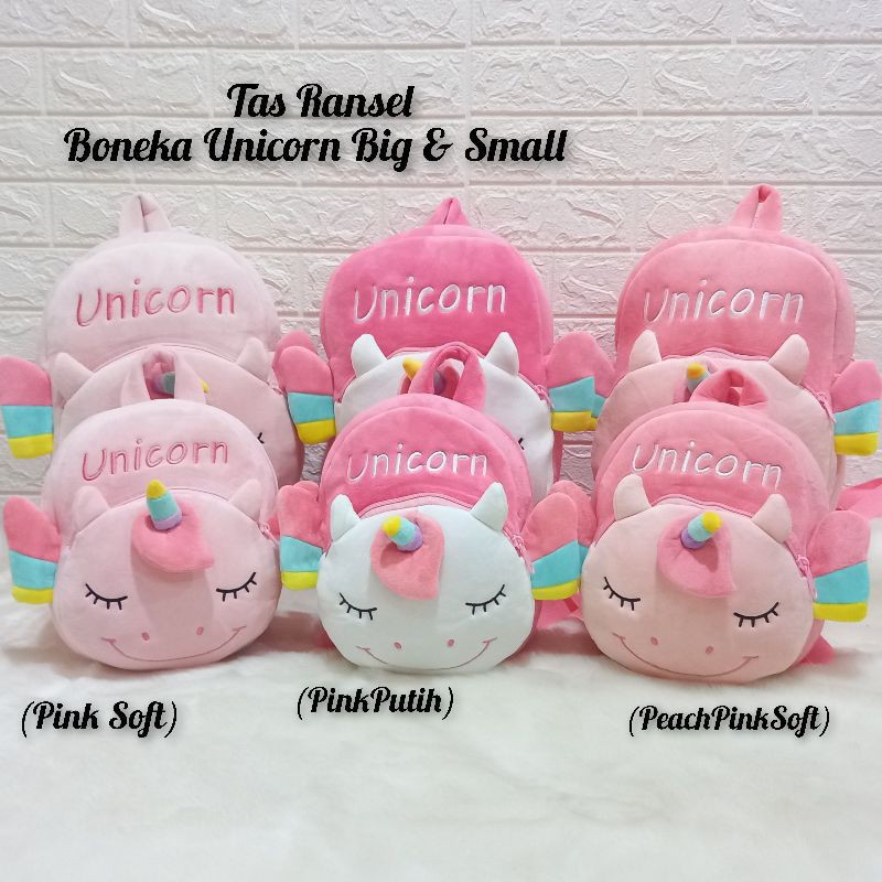 TAS ANAK UNICORN UKURAN KECIL DAN BESAR ASLI IMPORT/TAS SEKOLAH PAUD TK SD UNICORN LEMBUT/TAS BALITA