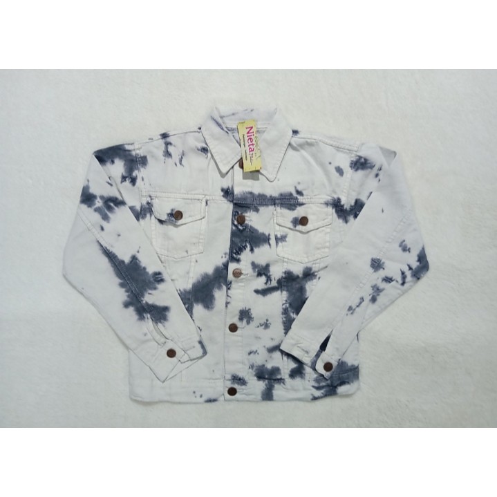 CROPTY JAKET JEANS TIEDYE WANITA // TIEDYE JAKET JEANS // JAKET JEANS WANITA TIE DYE .-HITAM