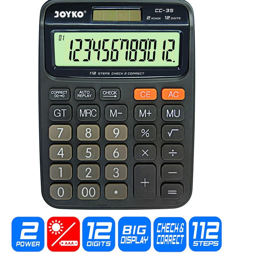 

Berkualitas! Calculator Kalkulator Joyko CC-35 12 Digits Check Correct