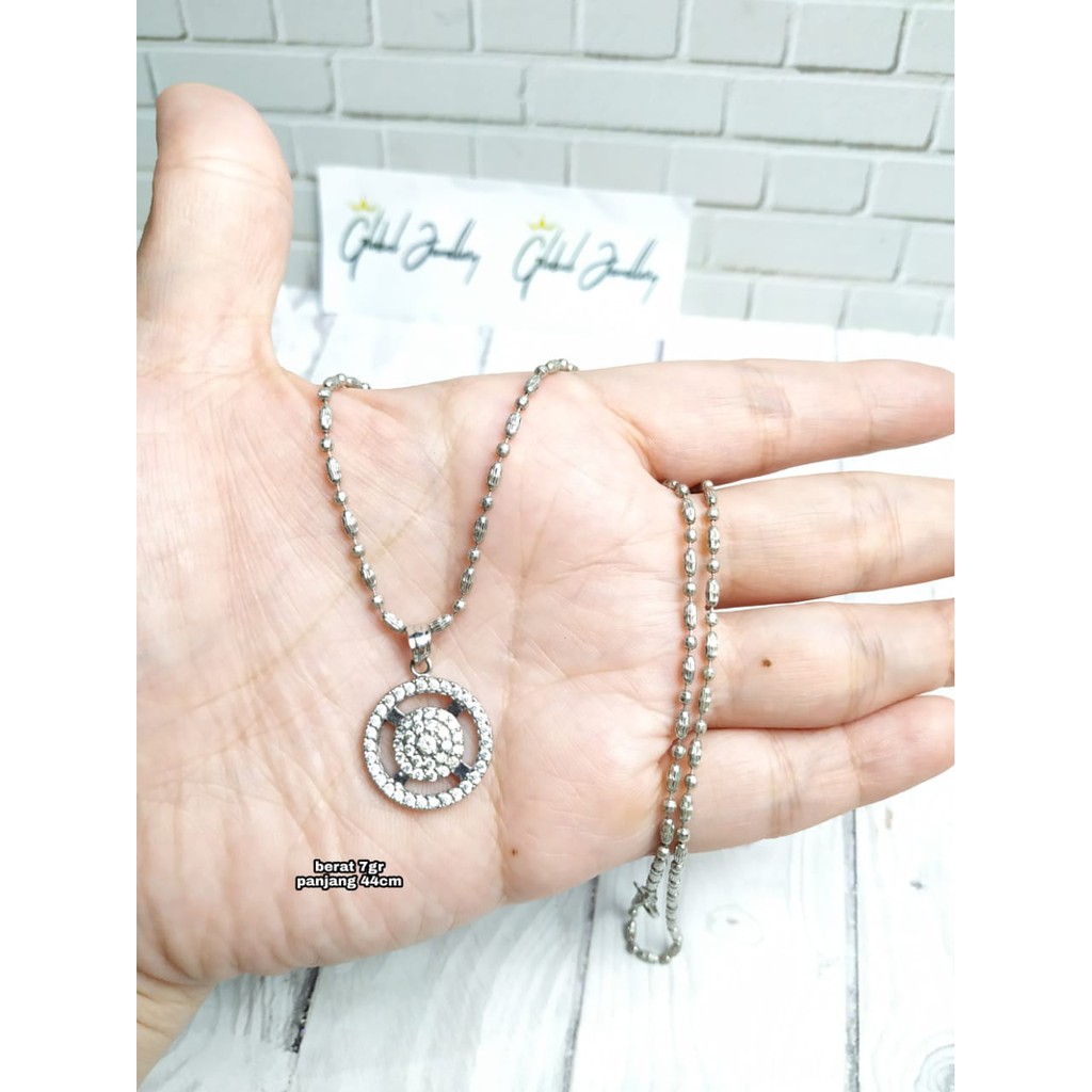 KALUNG LIONTIN RODA FULL MATA PERAK ASLI S925 GLOBAL JEWELLERY CH095