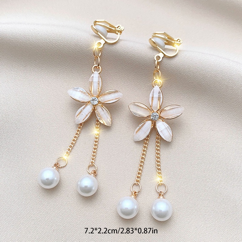 Anting Klip Tanpa Tindik Model Rumbai Gaya Korea Untuk Wanita