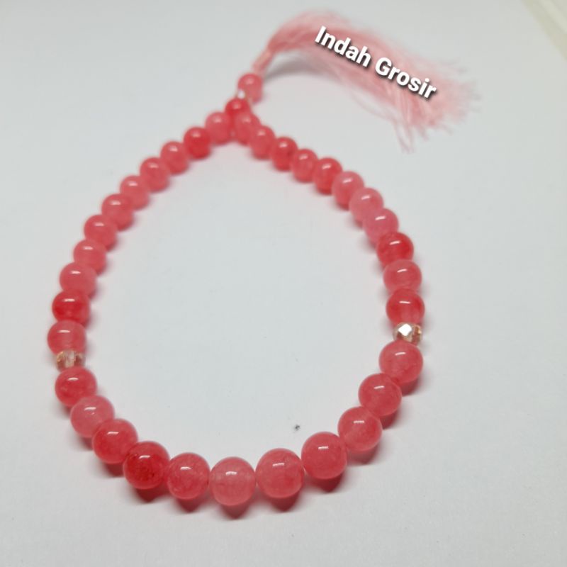 TASBIH BATU PINK ROSE QUARTZ 8MM 33 BUTIR