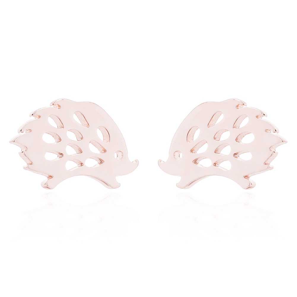 Anting Stud Desain Landak Hollow Bahan Stainless Steel Gaya Minimalis Untuk Wanita