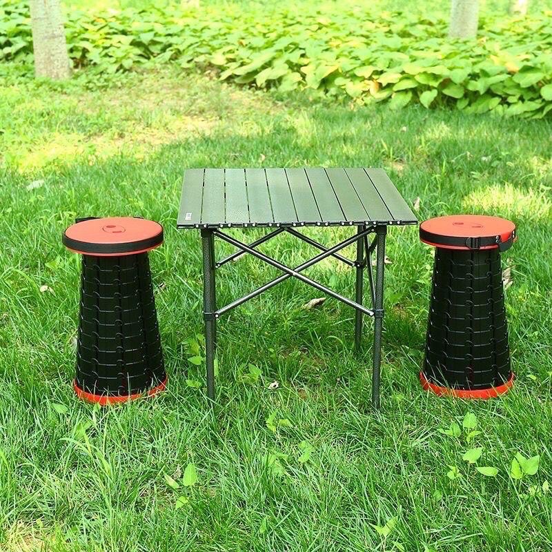 Kursi Lipat Portable Bulat Telescopic Stool Bangku Santai Dekorasi Unik Warna-Warni