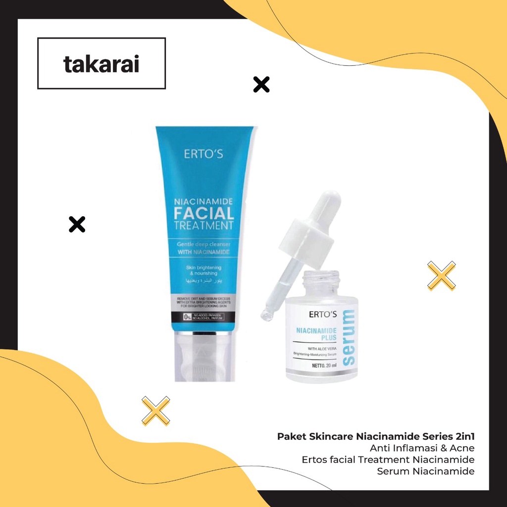 [ORI] Paket Skincare Niacinamide Series 2in1 Niacinamide Facial Treatment Plus Serum Wajah Mencerahkan Melembabkan dalam 2 Minggu l BPOM
