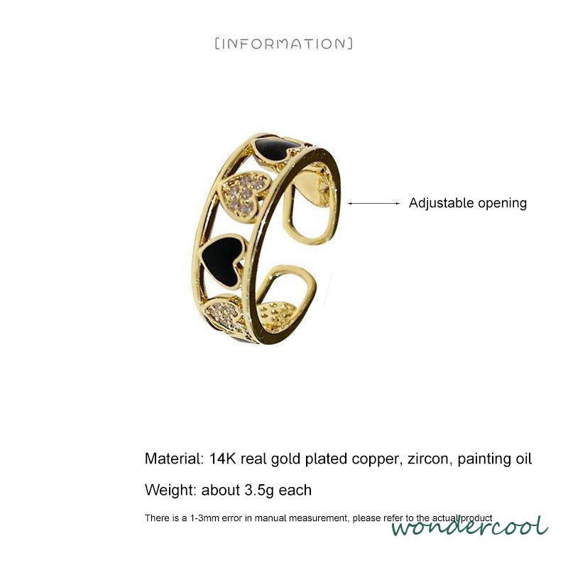 Cincin Ringan Mewah Hollow Keluar Berlian Imitasi Cinta Chic Advanced Adjustable Cincin Wanita-Won