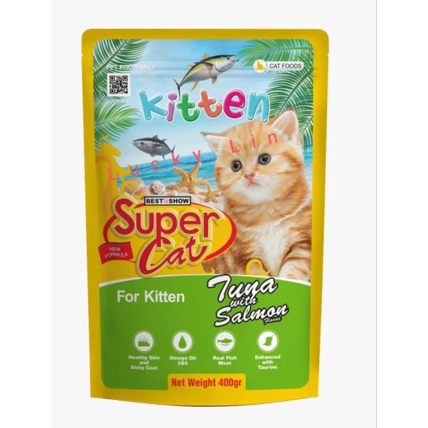 SUPER CAT POUCH 400GR SUPER CAT SACHET 400GR Super cat kitten 400gr makanan kucing super cat pouch 400gr wetfood cat food kitten