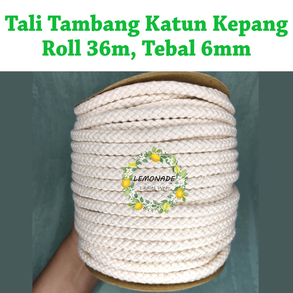 Tali tambang katun kepang 6mm 36 meter