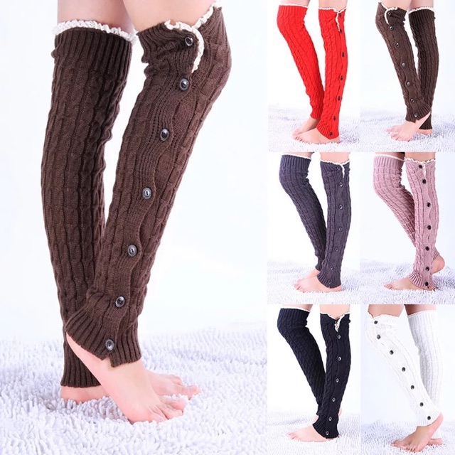 IMPORT Leg Warmer Button Winter Wool Penghangat Kaki