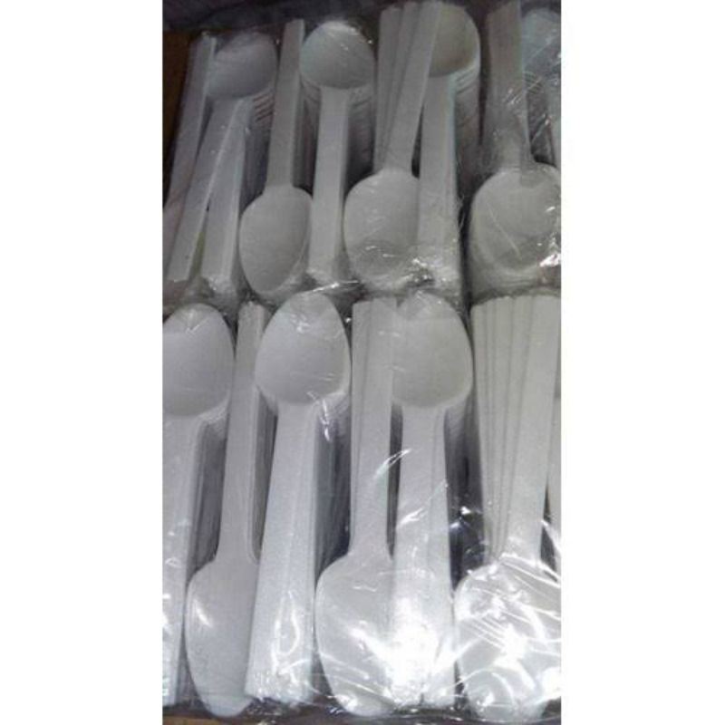 Sendok Teh STB Isi 100pcs / Sendok Ice Cream Pudding Putih Susu Kecil