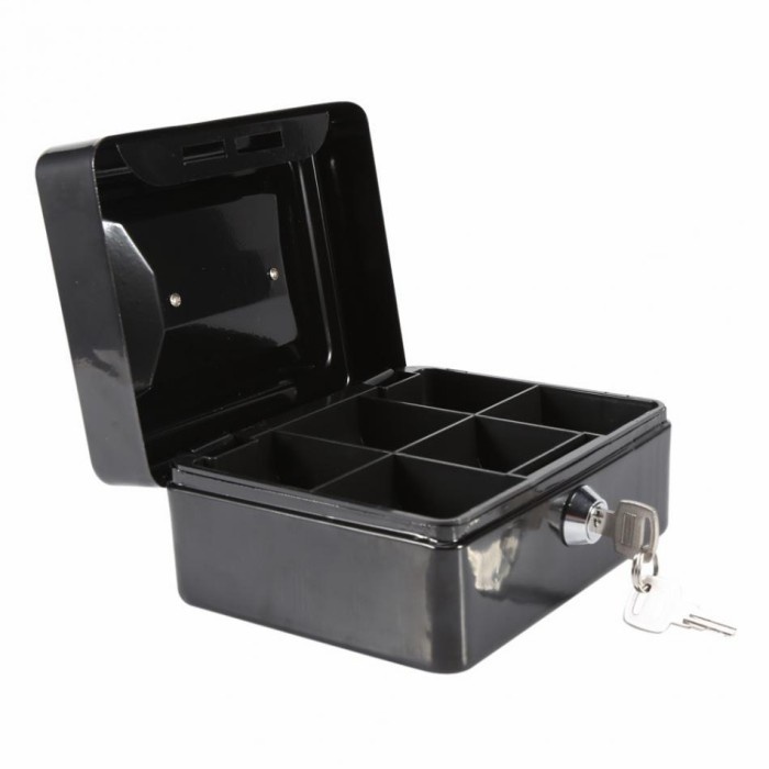 Cash Box Safe Box Kotak Uang Kasir Minimarket 20x16x9cm - BLACK
