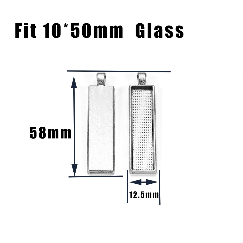 5pcs/lot Gold Silver 10*50mm Bingkai Persegi Panjang Kosong Liontin Dasar Perlengkapan Aksesoris Pembuatan Perhiasan