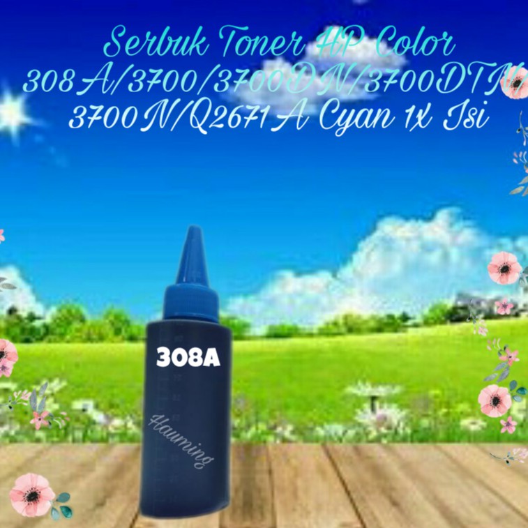 Serbuk Toner Refill Bubuk Powder HP 308A 3700 3700DN 3700DTN 3700N Series Q2671A Cyan 1x Isi