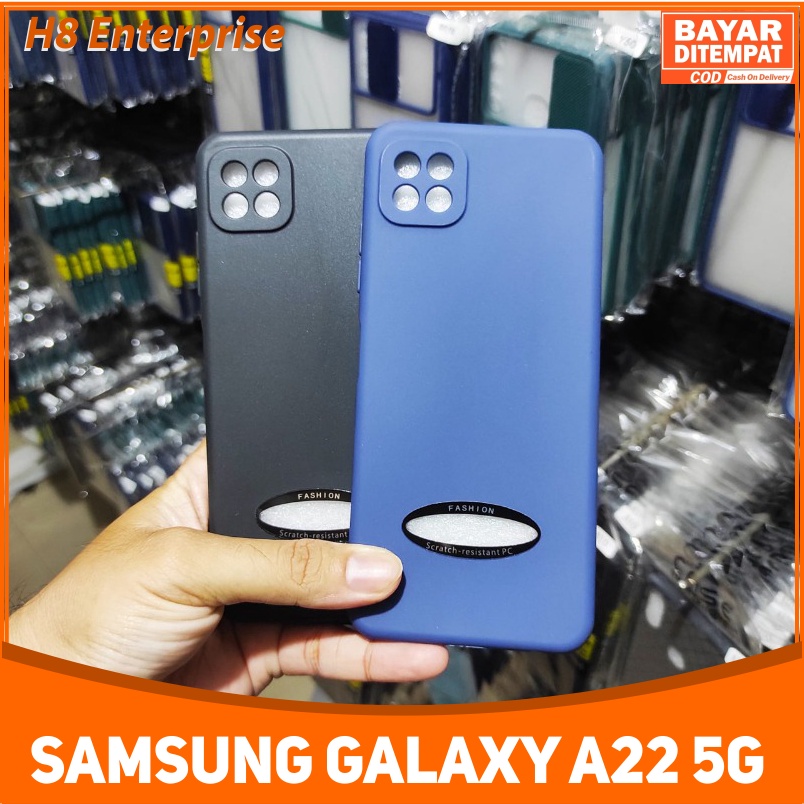Case Samsung Galaxy A22 4G Liquid Luxsury Leather Logo Hole 3D Kamera Protection