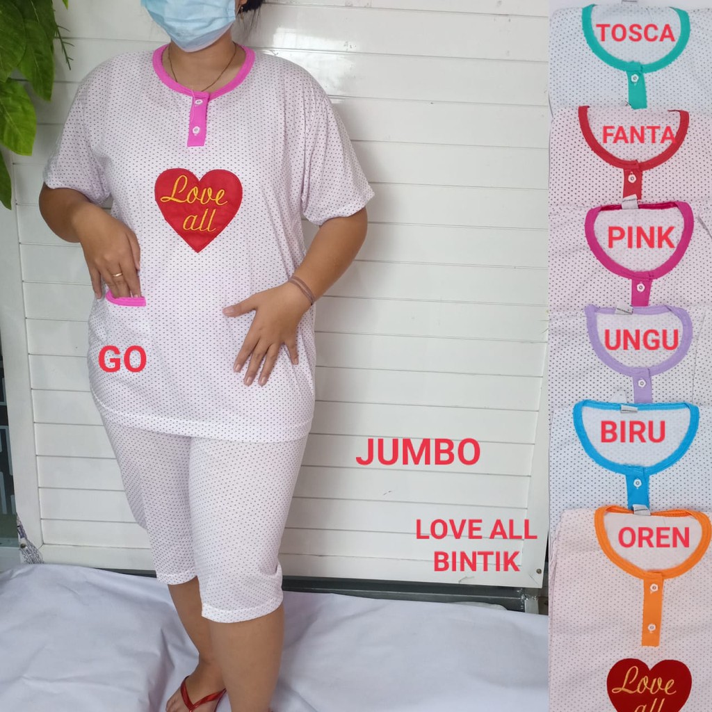 gof BABYDOLL BOBO JUMBO Dewasa 3/4 Pakaian Wanita Setelan Baju Tidur Busui Piyama