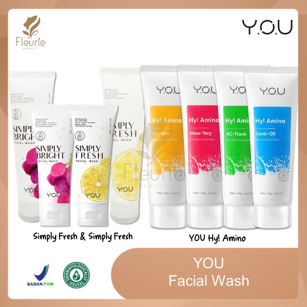 YOU Facial Wash Simply Fresh Simply Bright / Hy! Amino AC Ttack, Wow Tery, Contr Oil, Glo Win ( YOU Sabun Pembersih Wajah ) Original BPOM