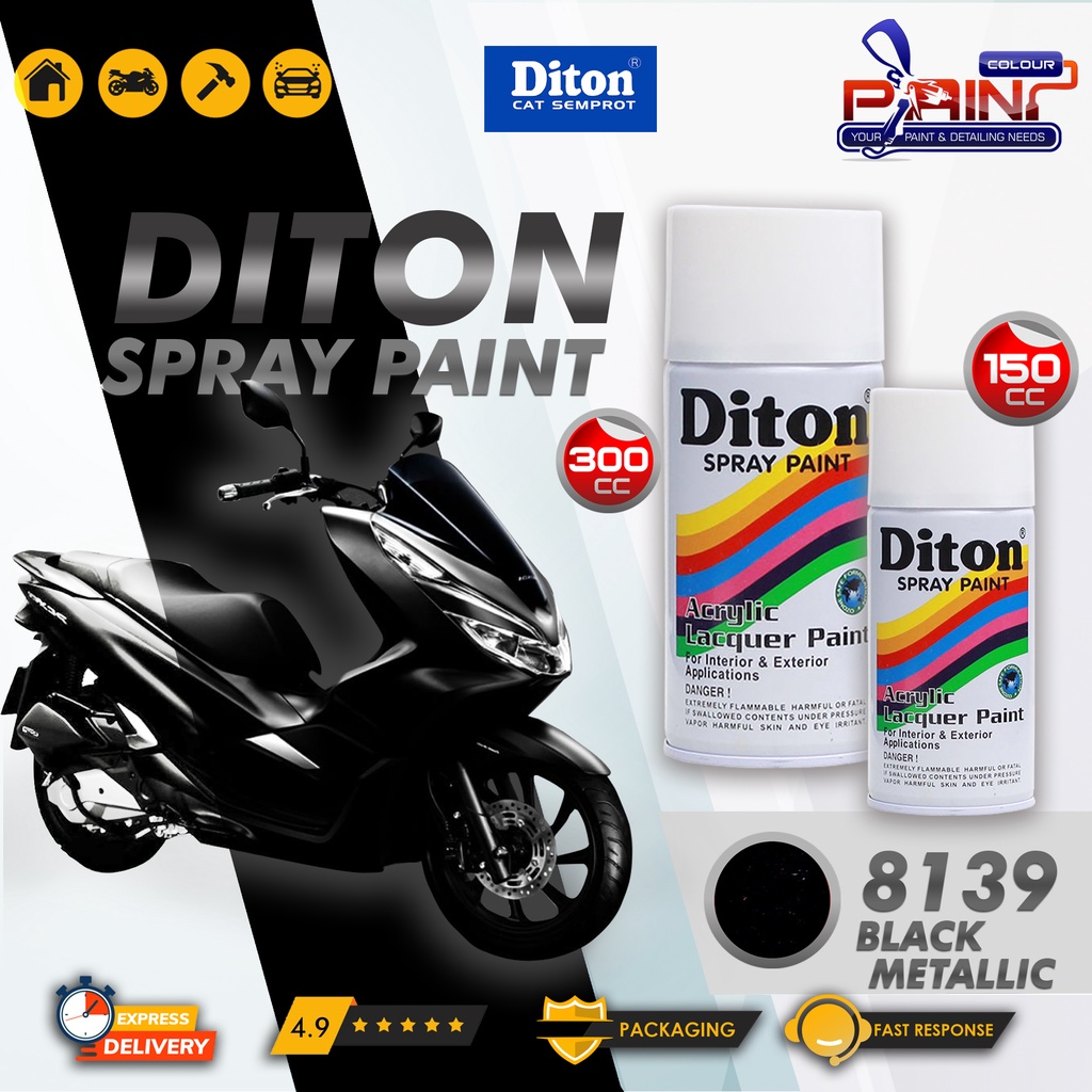 Diton Cat Semprot/Pylox/Motor/Helm/Gundam 150cc - 8139 Metallic Black