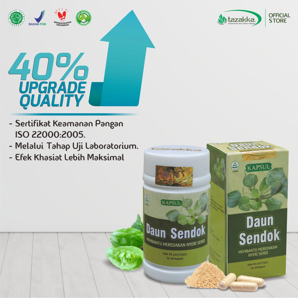 KAPSUL EKSTRAK DAUN SENDOK TAZAKKA ISI 60 KAPSUL BPOM ORIGINAL