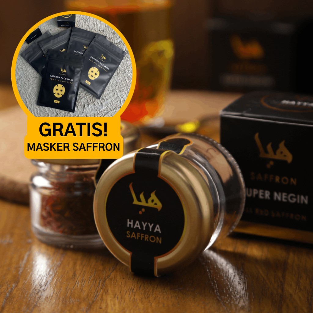 [FREE SAFRON MASK] SAFFRON IRANIAN SUPER NEGIN 1GRAM (FINEST QUALITY) ALL RED ORIGINAL 100% BY HAYYA