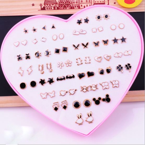 Anting SET 36 Tusuk Berbagai Bentuk Women Earrings Set