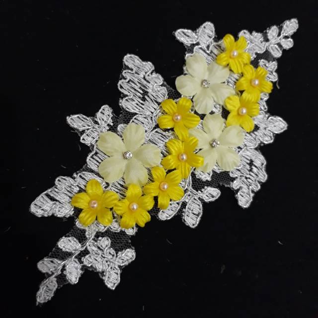 Headpiece putih yellow / aksesoris hijab / bros kepala