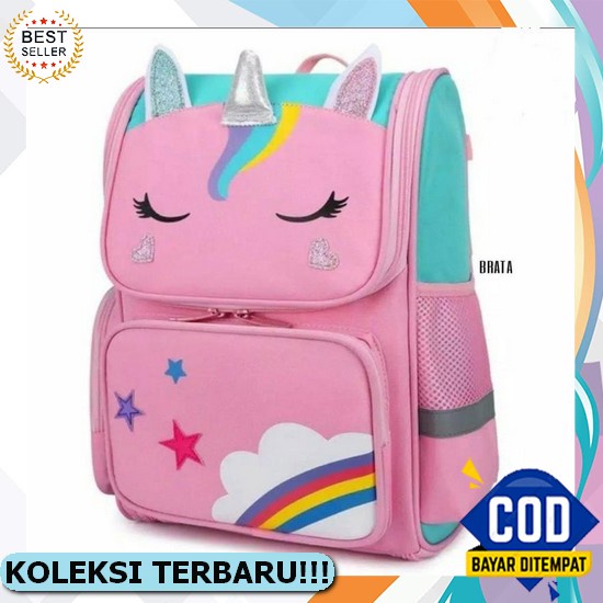 Tas Ransel Unicorn Payet Anak Sekolah Paud Tk Sd Smp Wanita/Perempuan Modis Ok Model Terbaru Import 