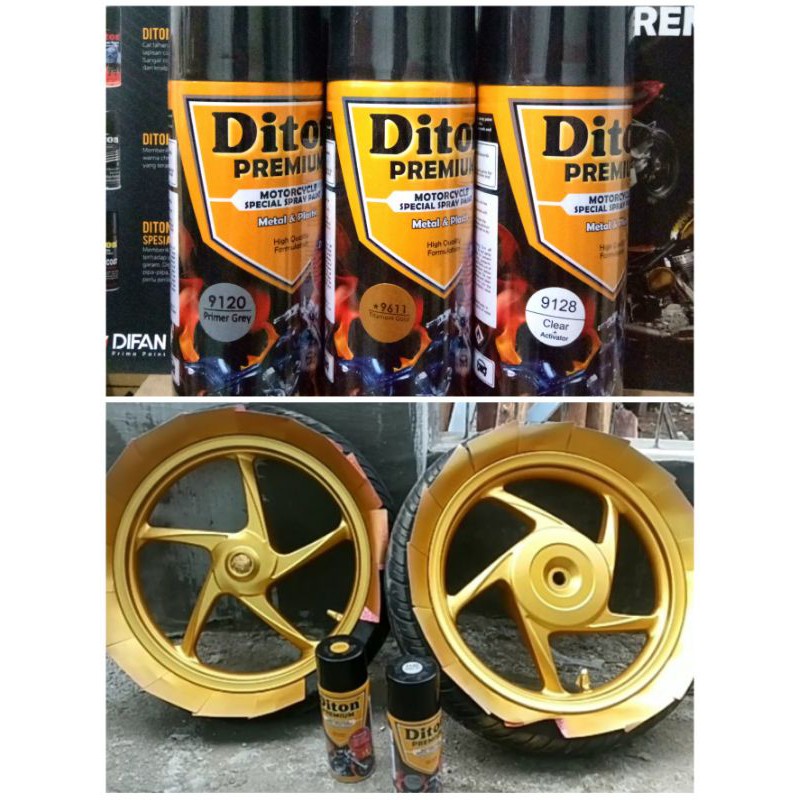 PAKET DITON PREMIUM TITANIUM GOLD RCB / EMAS 9611 Cat Semprot/Pilox Pilok Tahan Bensin