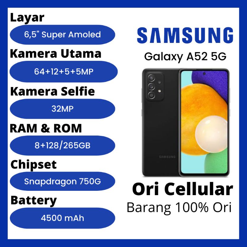 Samsung Galaxy A52 ram (8+128)gb (8+256)gb Garansi Resmi SEIN 1 Tahun - FREE EARPHONE/HEADSFREE