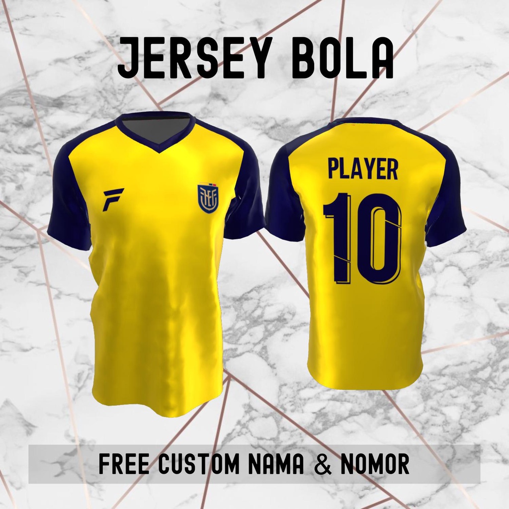 Jersey Ekuador Timnas Negara Bola Baju Kaos Custom Nama dan Nomor Punggung - 52