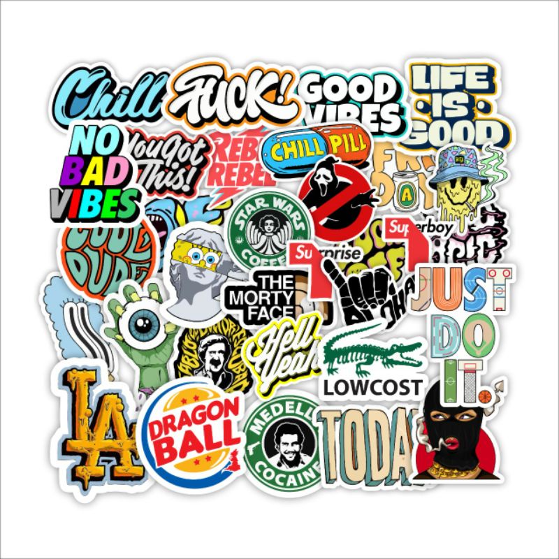 

Stiker Paket Isi 32pcs Stiker Brand Stiker graftac high quality