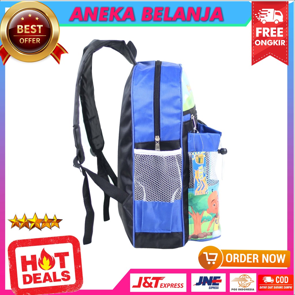 Tas Ransel Import Fashion Anak Cowok Upin Ipin Warna Biru Lucu Imut Tas Ransel Premium Anak Cewek TK SD SMP Bagus Keren Free Raincover Multifungsi Backpack Anak Cewe Hangout TPQ TPA Temurah Terlaris Berkualitas