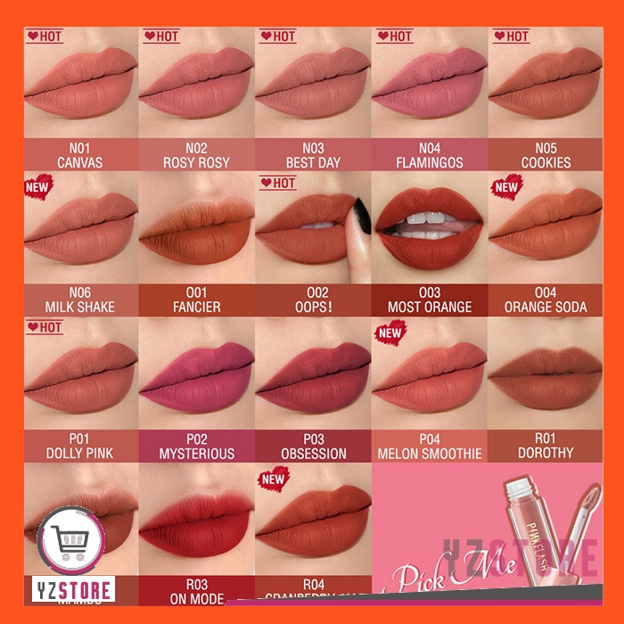 PINKFLASH Matte Lipstik Lipcream Waterproof Lembut Tahan Lama YZ157