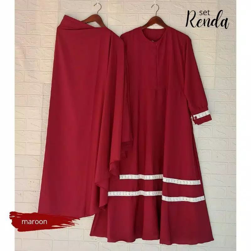 Gamis set hijab wolfis renda plus cadar
