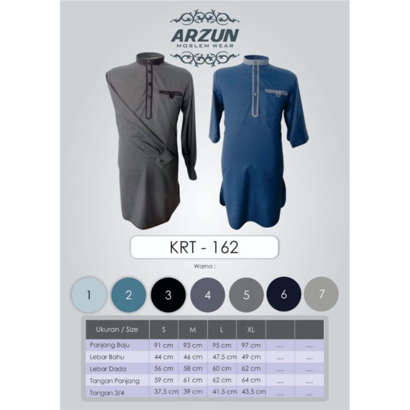 Baju Koko Kurta/Pakistan Arzun Premium Warna lengan 3/4 dan lengan panjang