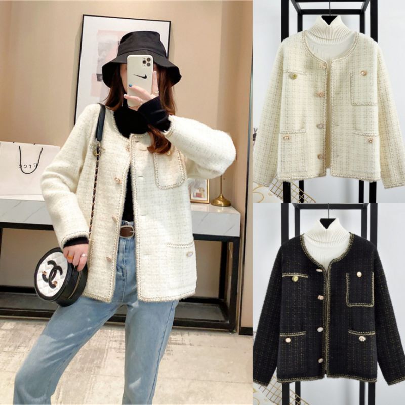 VN ALLICE LUXURY FURRY BLAZER KNIT OVERSIZE / KNITWEAR  CARDI OVERSIZE / OUTER KNIT BULU RAJUT PREMIUM