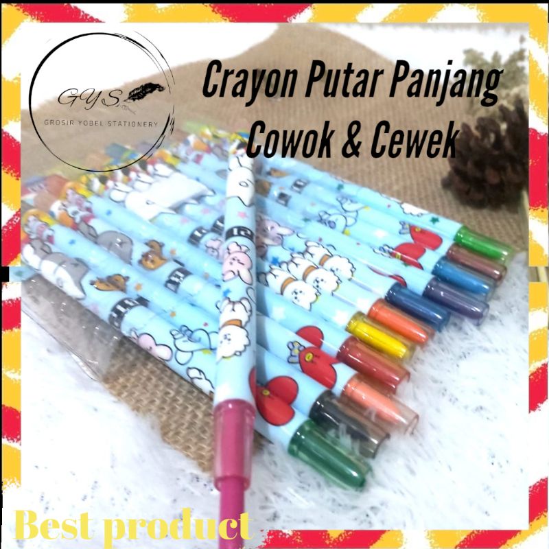 

Crayon Putar Panjang/ Rolling Crayon / Krayon 12 warna(set)