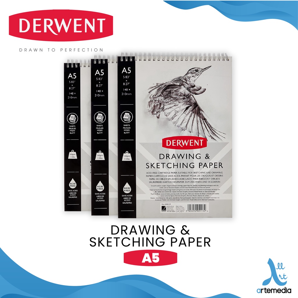 

Derwent A5 Sketch Pad Wire Bound Drawing Sketching Paper