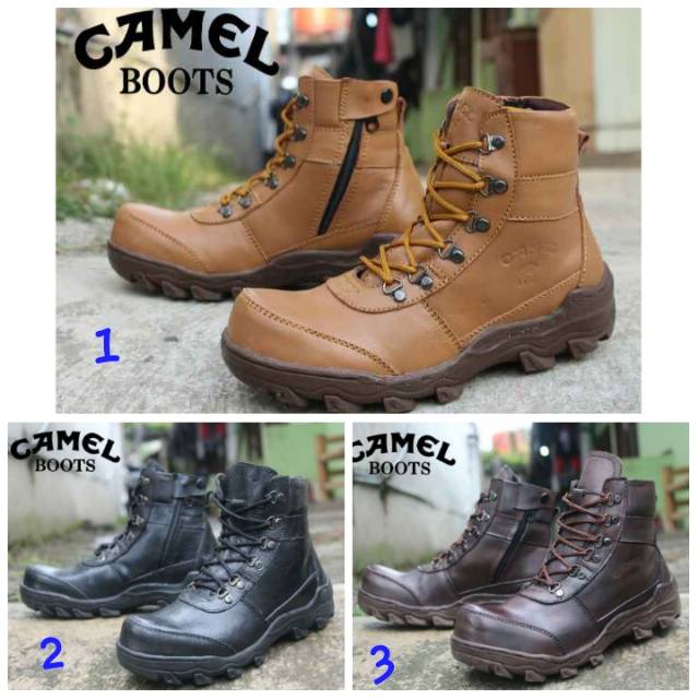 Sepatu Boots Pria Camel Safety Kulit Original