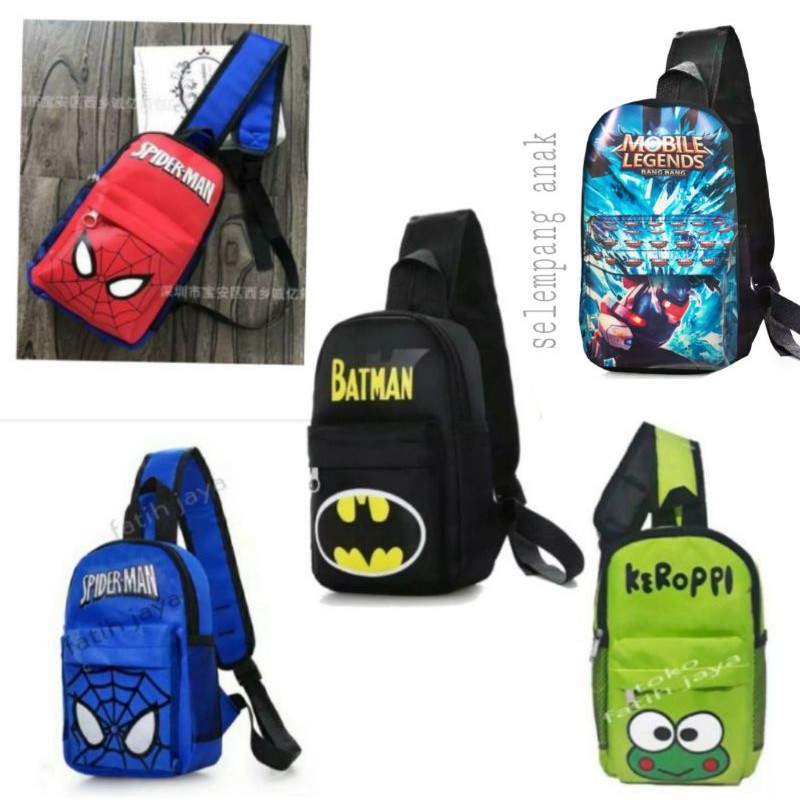 tas selempang anak -tas anak batman - waistbag anak murah - slempang anak spiderman