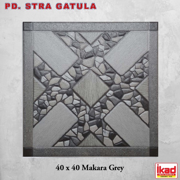 Keramik Ikad 40 x 40 Makara Grey - Brown / Ikad Tile 40 x 40 Makara Grey - Keramik Ubin Lantai Permukaan Kasar (invoice)