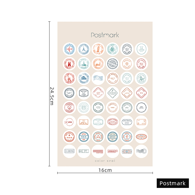 Multifunctional basic mark material sticker decoration DIY Morandi scrapbooking bullet journal postmark dot sticker-Post mark