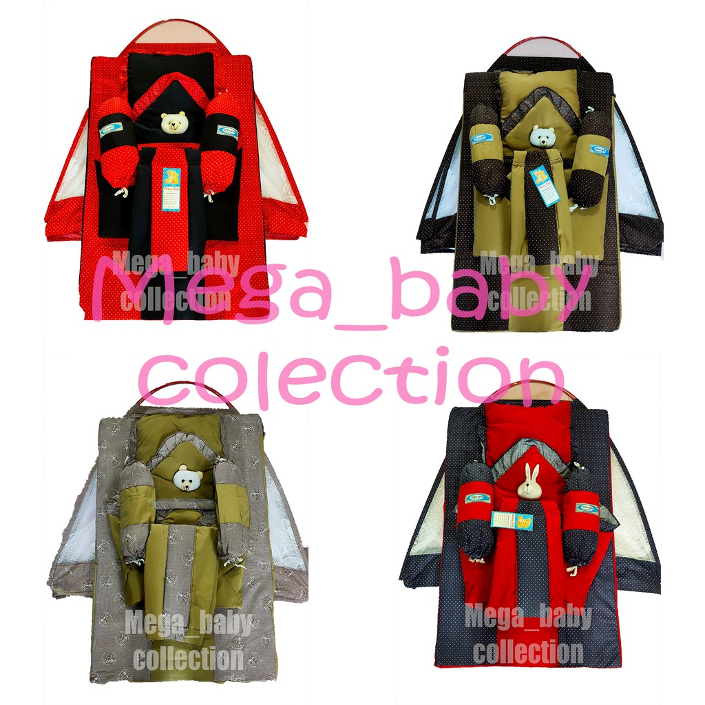 Kasur Bayi Set 6 in 1 Polkadot **tenda/kelambu pisah**