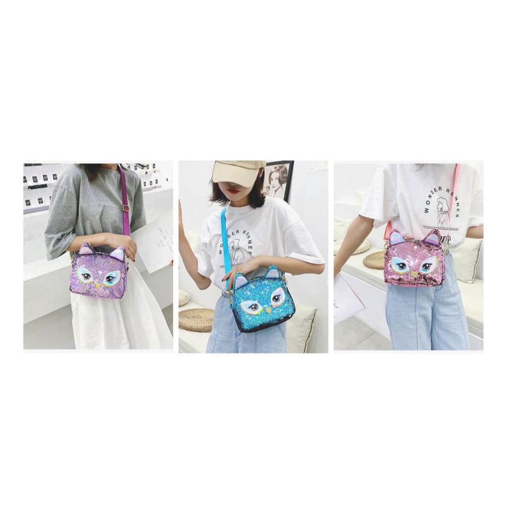 SLINGBAG TAS SLEMPANG SEQUIN OWL UNICORN / TAS SLEMPANG ANAK KECIL