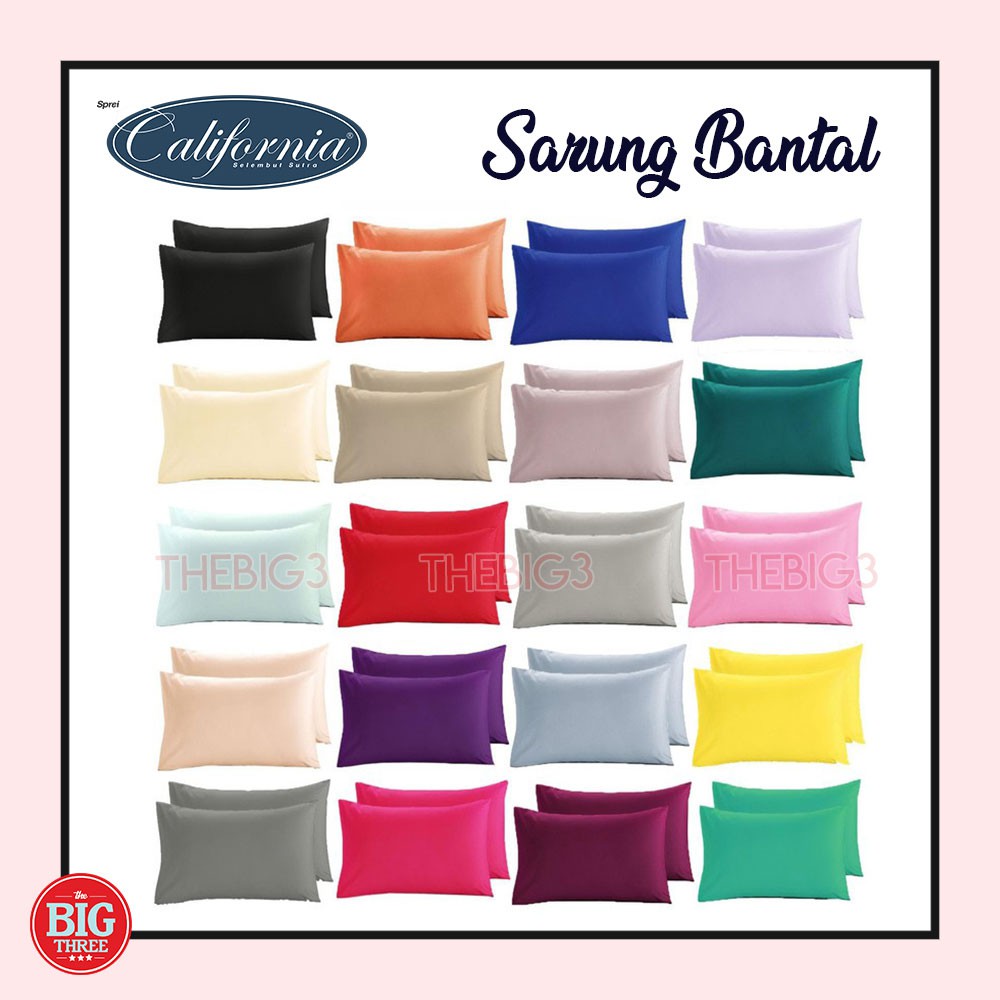 CALIFORNIA POLOS 1 Set Sarung Bantal Bantal / guling Halus Nyaman Tidak Luntur Blue Tosca Pink Golden Pink Olive Silver Purple - Sarban Murah Emboss TBT