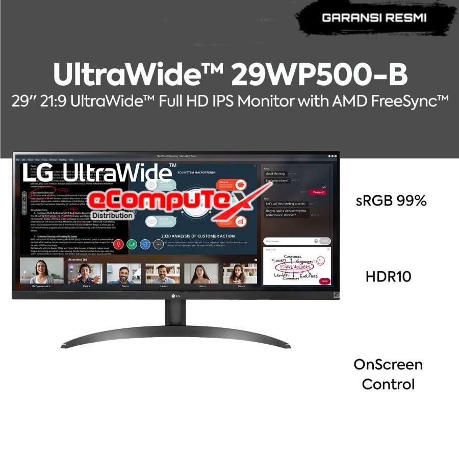 MONITOR LG ULTRAWIDE 29WP500-B / 29WP500 29 INCH FHD IPS AMD FREESYNC - GARANSI RESMI