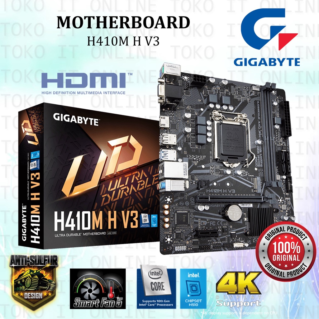 GIGABYTE MOTHERBOARD H410M-H LGA1200