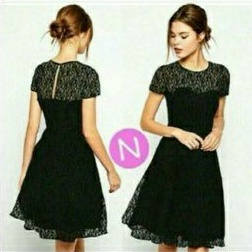 MIDI DRESS BRUKAT HITAM BY ADA FASHION WOMAN LACE BAJU BROKAT